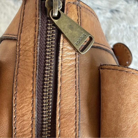 Fossil Vintage Reissue Tan Leather Satchel Shoulder Bag Business Shoulder Bag - Picture 8 of 16